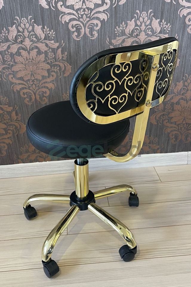 Sırtlı Metal Ayaklı Uzman Tabure - Gold