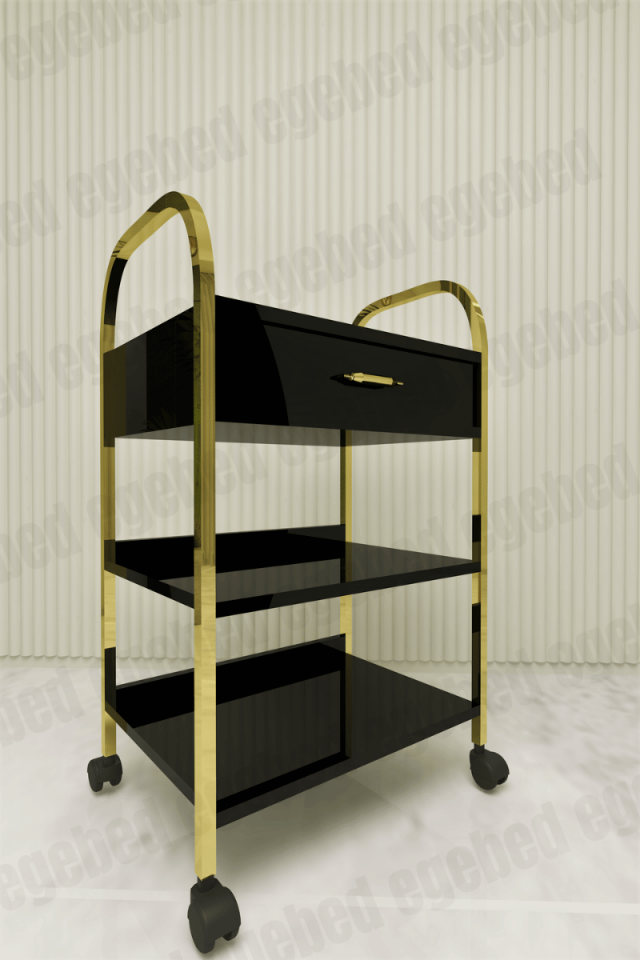 Tek Çekmeceli Etejer-Siyah Gold