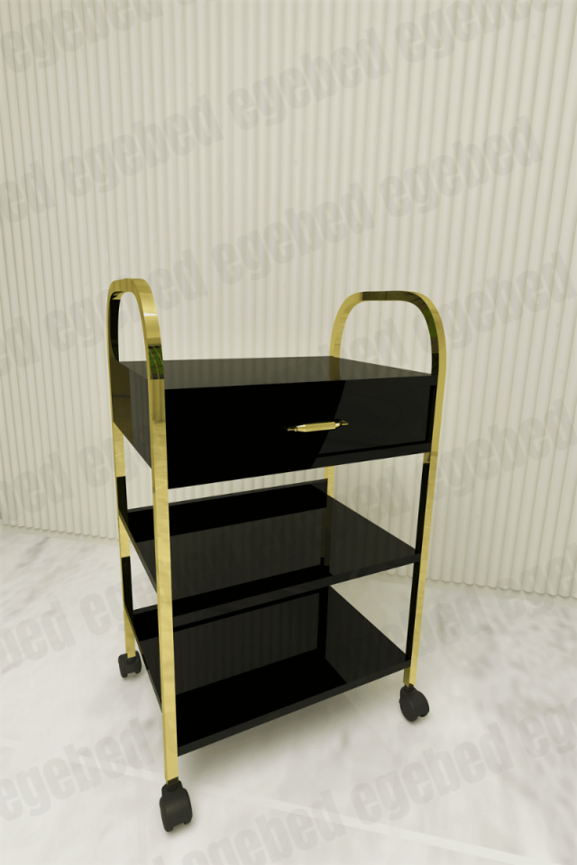 Tek Çekmeceli Etejer-Siyah Gold