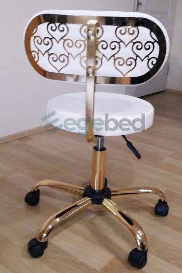 Gold Krom Ayak Uzman Taburesi-Beyaz Gold