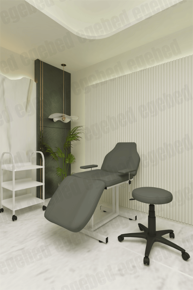 Cilt Bakım Yatağı-Sırtsız Plastik Ayak Uzman Tabure-Üç Raflı Etejer Set