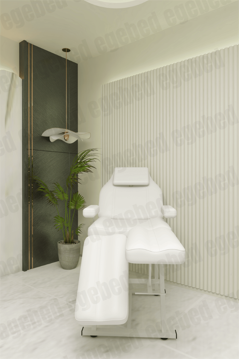 Cilt Bakım Yatağı Seti – Krom Ayak Tabure ve Tek Çekmece Etejer (Roma Model)