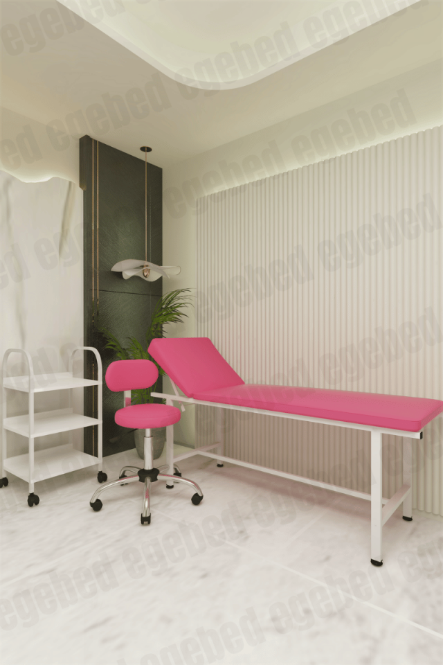 Ağda ve Muayene Yatağı Seti – Tabure ve Etejerli (Tokyo Model) 22 Pembe