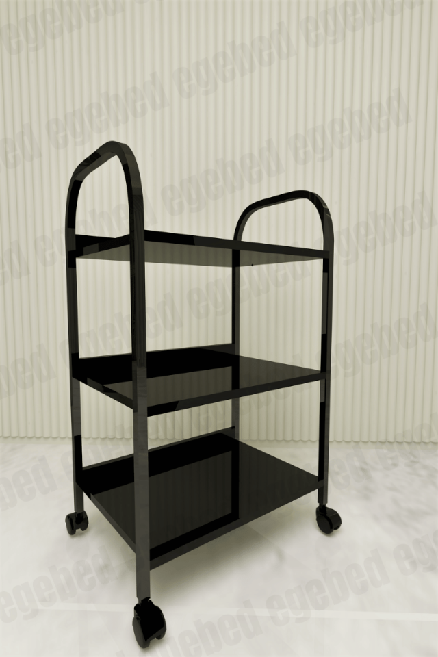 Cilt Bakım Yatağı Seti – Gold  Krom Ayaklı Tabure ve Üç Raflı Etejer (Dubai Model)