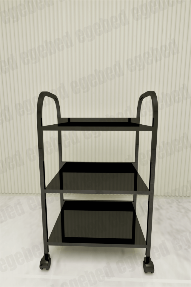 Üç Raflı Etejer - Siyah