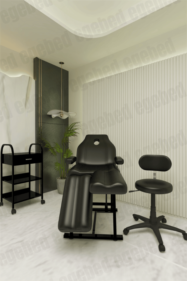 Siyah Tek Çekmeceli Oynar Ayak Set