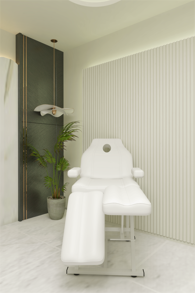 Beyaz Oynar Ayaklı Cilt Bakım Yatağı